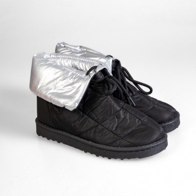 3025-1 Black/Silver Дамски ботуши тип апрески