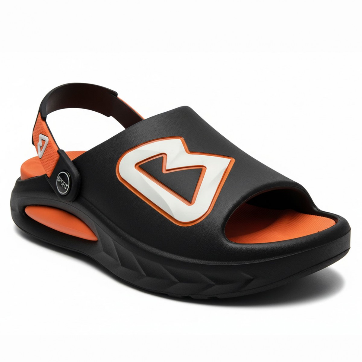 PT-3005 Black/Orange Мъжки чехли с каишка (тип сандали)