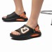 PT-3005 Black/Orange Мъжки чехли с каишка (тип сандали)