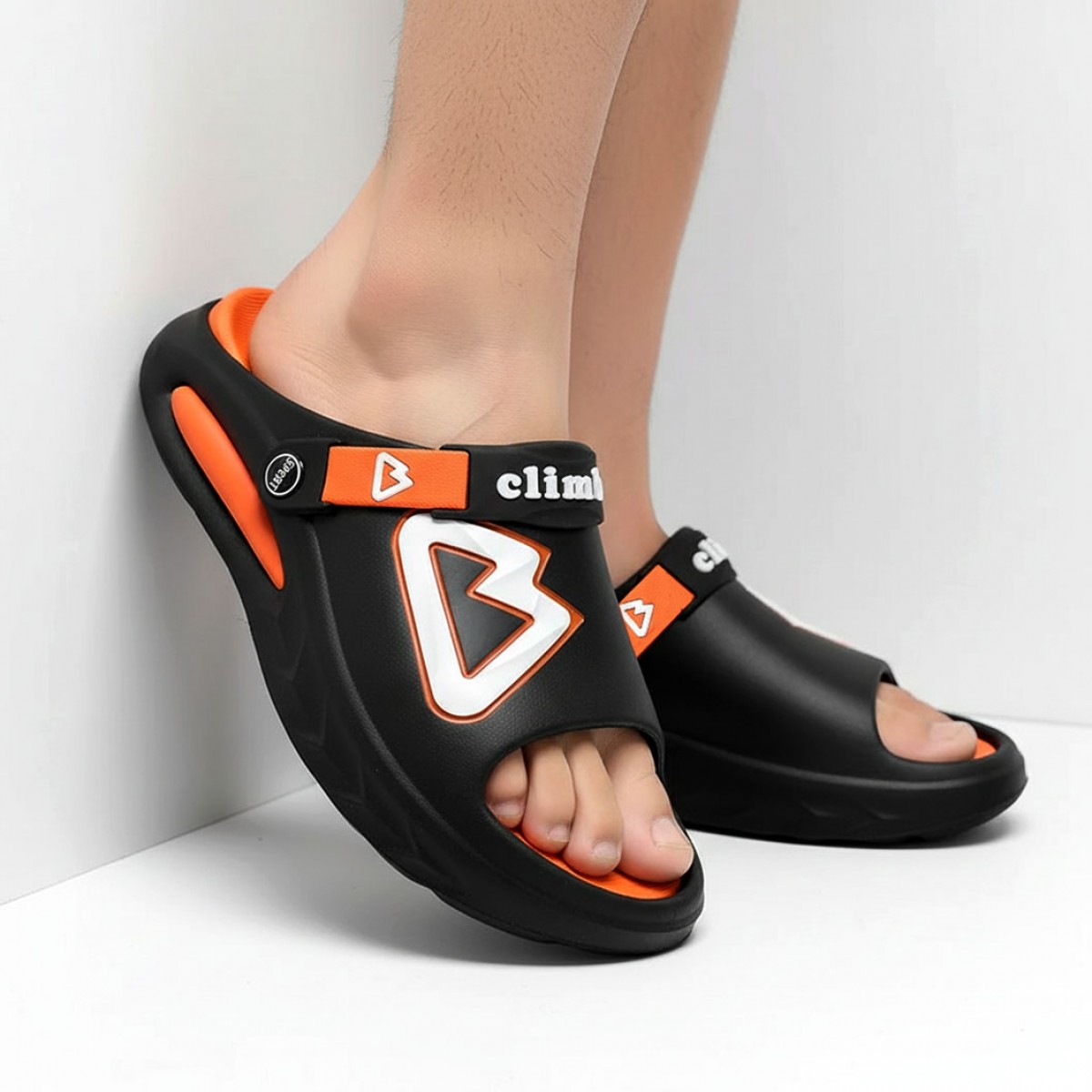PT-3005 Black/Orange Мъжки чехли с каишка (тип сандали)