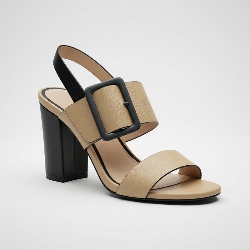 205-2205-1 Beige Дамски сандали на токчета